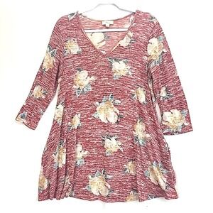 Misia Ling Tunic Top Flora Print Knit w Pockets Lagenlook